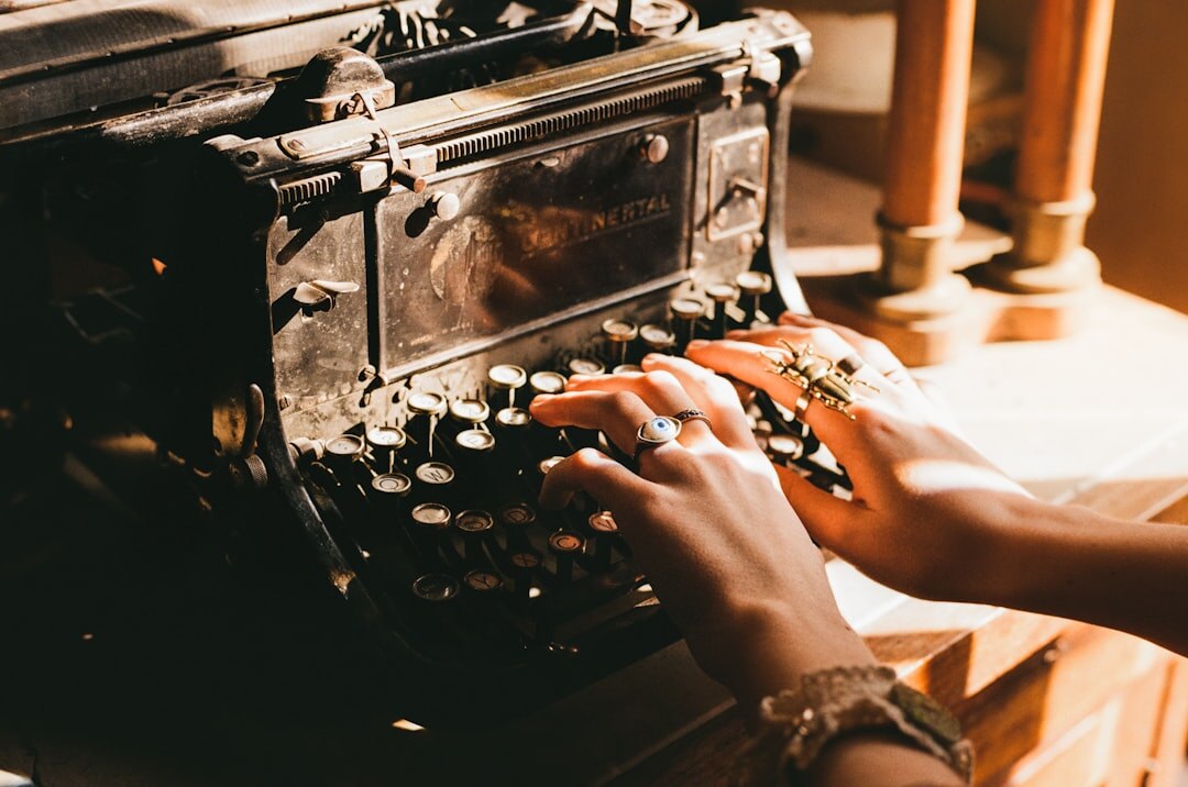 mystery writer typing